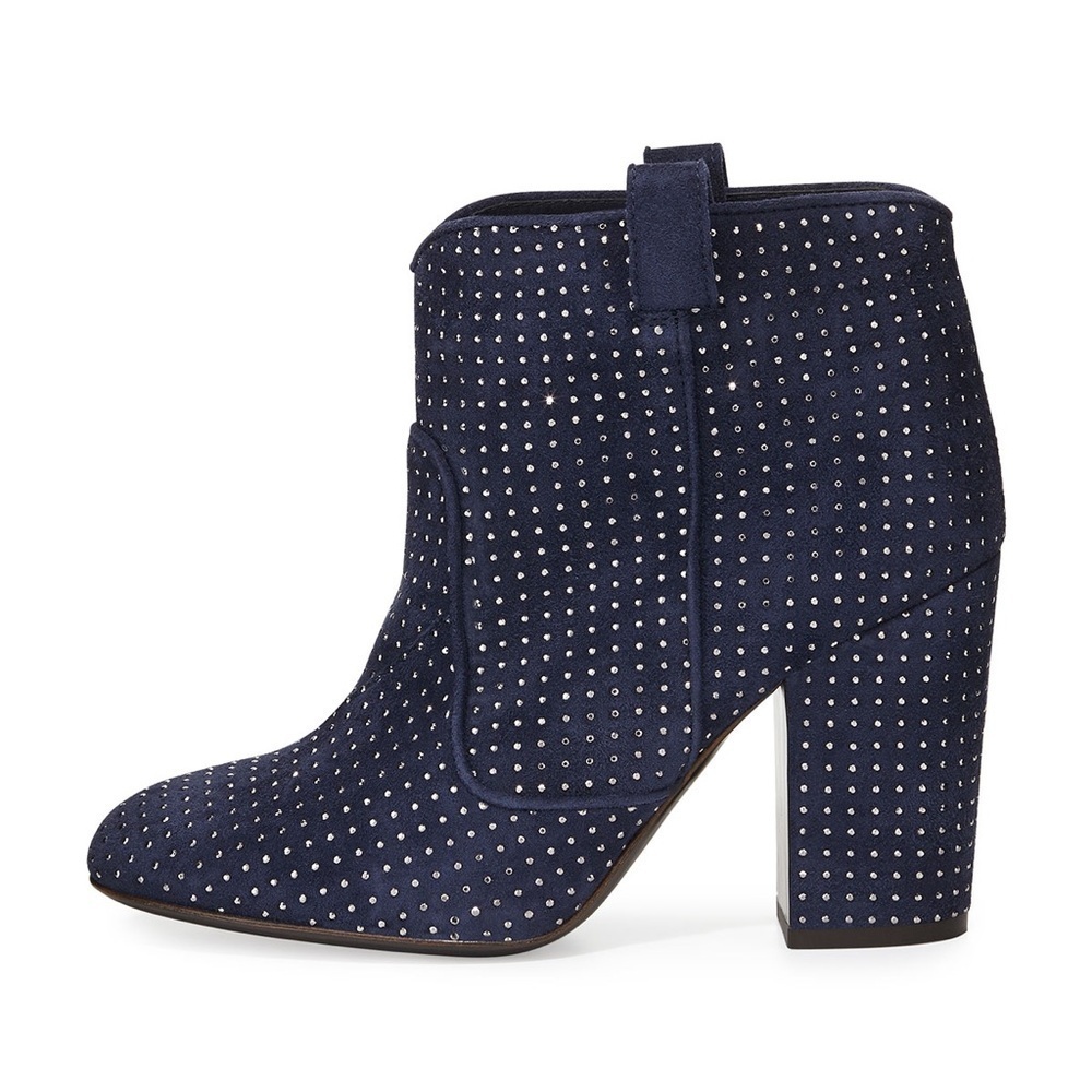 Laurence Dacade Pete Studded Suede Ankle Boot in Blue/Ruthenium size 40